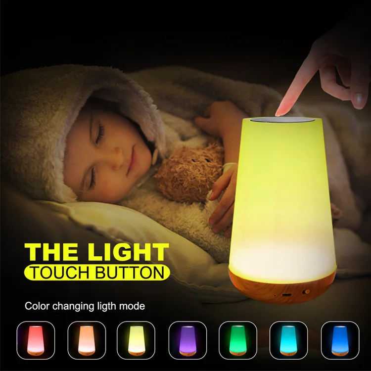 LED touch night light USB rechargeable bedside lamp remote control RGB dimmable color changing portable lamp with Auto Timer