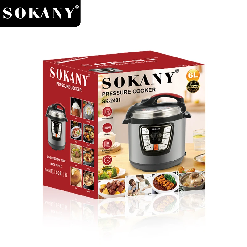 Высококачественная бытовая электрическая скороварка sokany2401 из нержавеющей стали многофункциональная 6 л