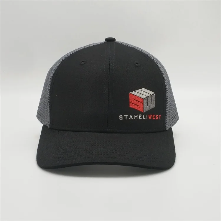 6 Panel Black Trucker Mesh Cap,customize Color Trucker Hat, Custom Embroidery Patch Logo Sport Trucker Cap