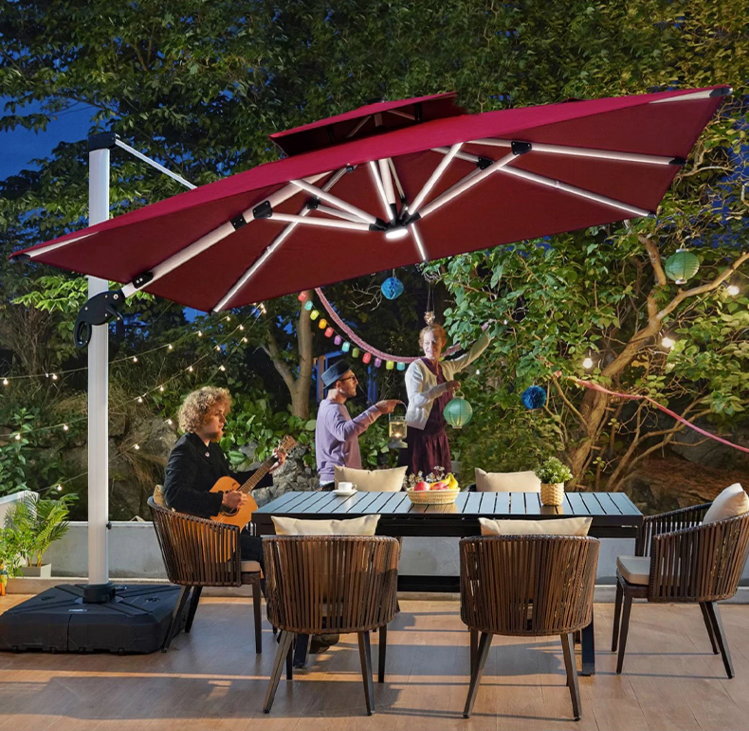 Wholesale Factory Custom Logo Printed Sunshade Parasol Sun Patio Umbrellas with Light Outdoor Beach Garden Big Size Carton