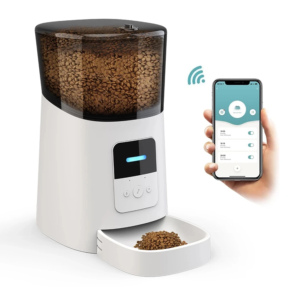 6L Automatic Cat Feeder Cat Dry Food Dispenser for Cats Slow Feeder with Smart App Recording Timing Feeding Bowl Pet Supplies