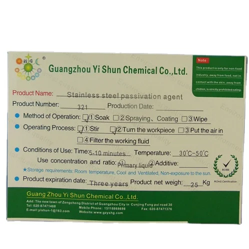 Environmental protection passivating agent for stainless steel