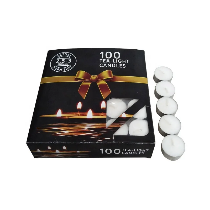 Novelty Whole Sale White Tealight Candle Tea 8 Hour Burning Time Mini TeaLight Candle with Gift Box