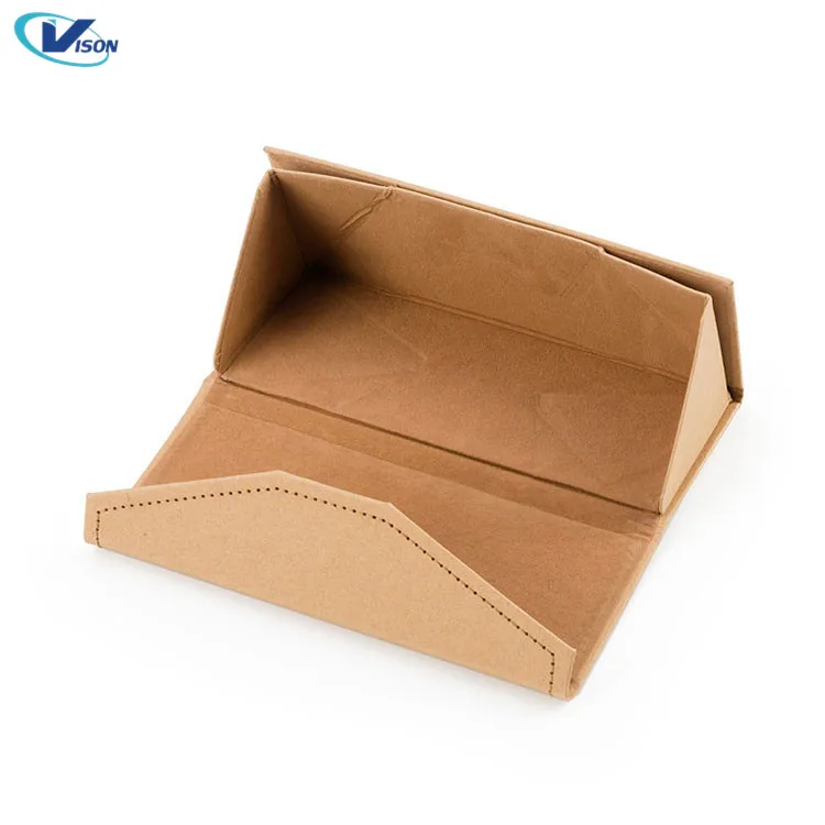 High Quality Sunglasses Box Triangle Handmade Folding Kraft Paper Glasses Case