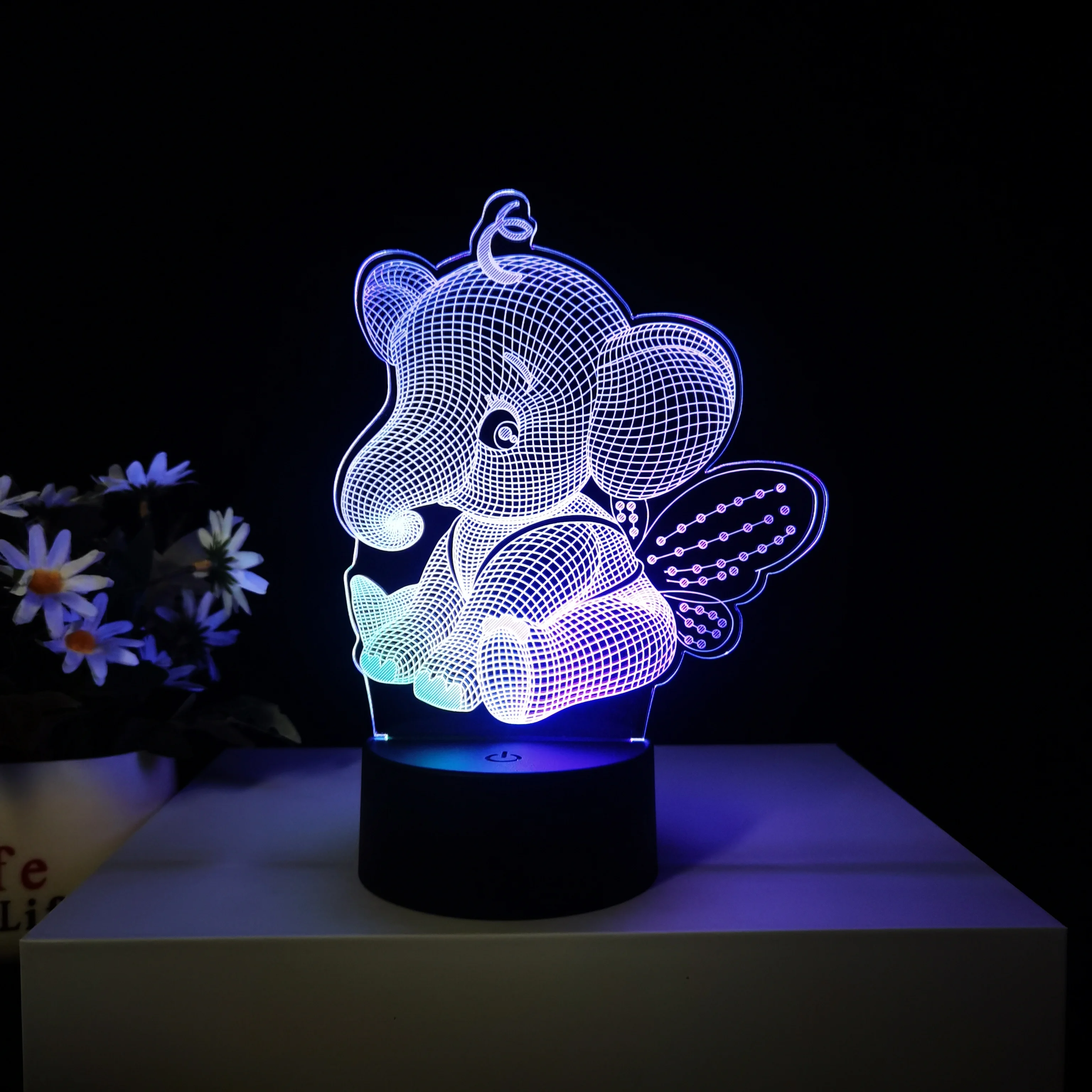 2024 Acrylic Abs Lamp Bedroom Smart Home Lights 3D Illusion Night Lamps RGB Animal Cute Cat Deer LED light Touch Remote Control