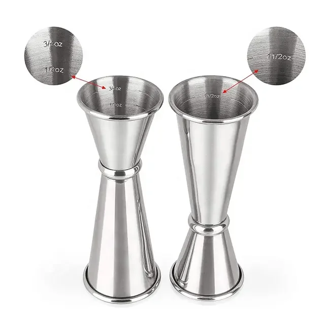 CAMOL Premium Stainless Steel Cocktail Jigger 1/2oz Double Side Cocktail Bar Measuring Mixer Jigger Bartender Tool Measuring Cup
