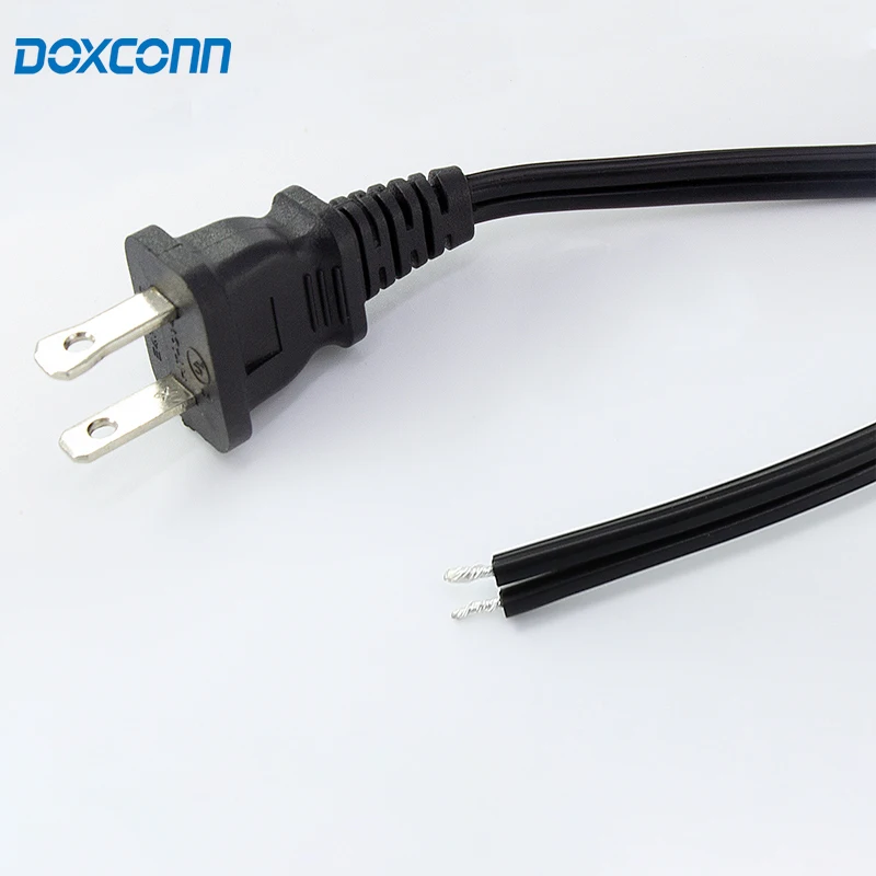Cable Manufacturer USA Non Polarity 2PIN Plug Power Cord 18AWG SPT-2 Wire UL Power Cords For Equipment