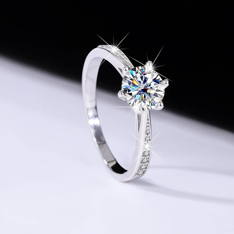Оптовая продажа кольца из муассанита S925 обручальное кольцо 6 Prong1ct 2ct 3ct 925 комплект ювелирных изделий стерлингового серебра