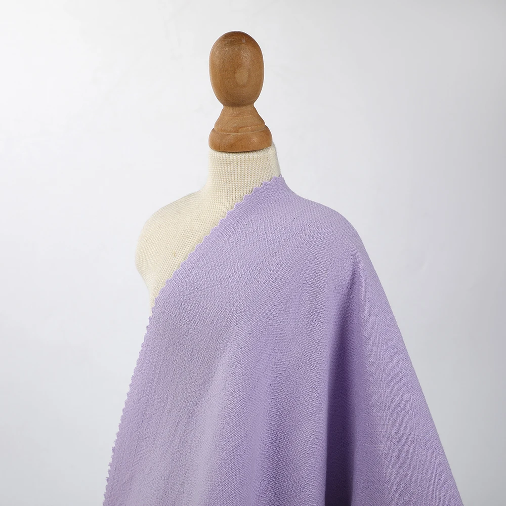 Solid color stonewashed soft plain dyed blend 30% linen 70% viscose fabric for clothing