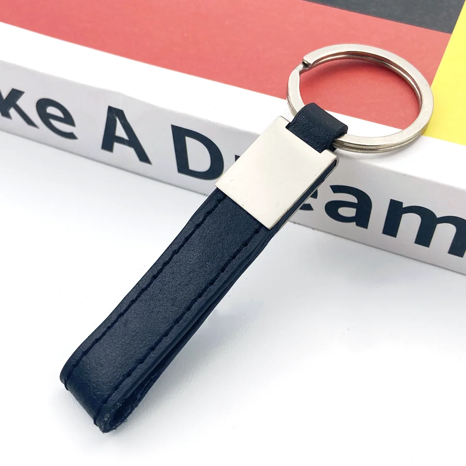 Blank can be laser embossed LOGO pattern bulk leather metal artificial leather custom keychain