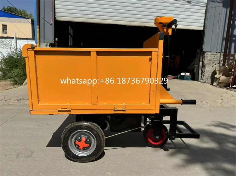 Small Electric Hand Push Tool Cart Ash Engineering Dump Trolley Cargo Mining Electric Dump Truck Transport Tricycle