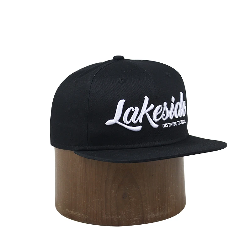 Custom 100% Cotton Snapback/6 Panel 3D Embroidery Logo Flat Brim Snapback Hats