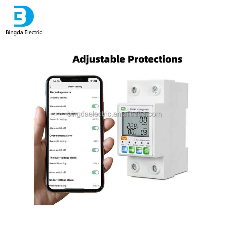SmartLife WIFI MCB умный электрический счетчик Kwh 63A 110V/220V выключатель мини-защита напряжения Wi-Fi