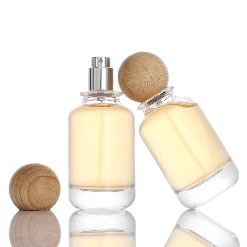 Manufacture Luxury Crimp Spray Clear Round Empty 30ml 50ml 100ml Glass Perfume Bottle With Resin Lid