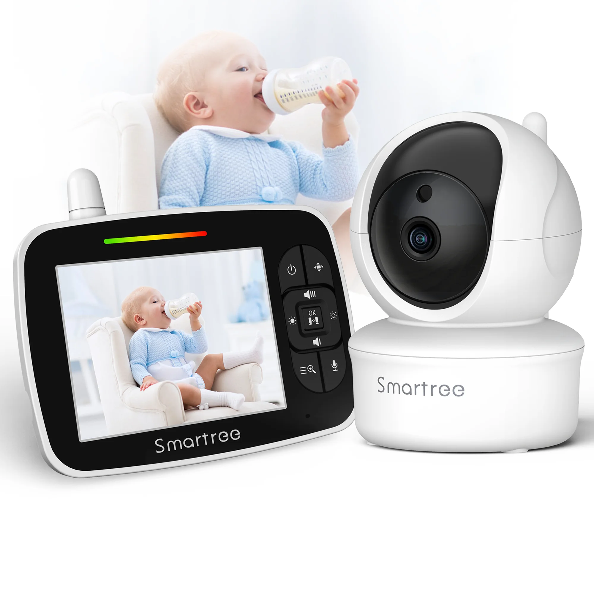 Smartree Monitor Baby Upgraded Smart 3.5Inch FHD Kids Phone Alarm Setting Baby Monitor for  Nursery