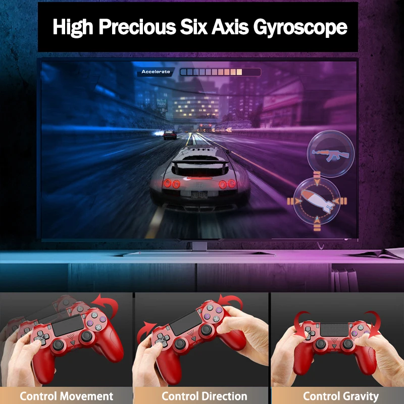 2024 New Wireless Bluetooth Game Controller for PS3 PS4 Vibration Gyroscope Gen 2th Remote Gamepad Joystick for PC Steam Use