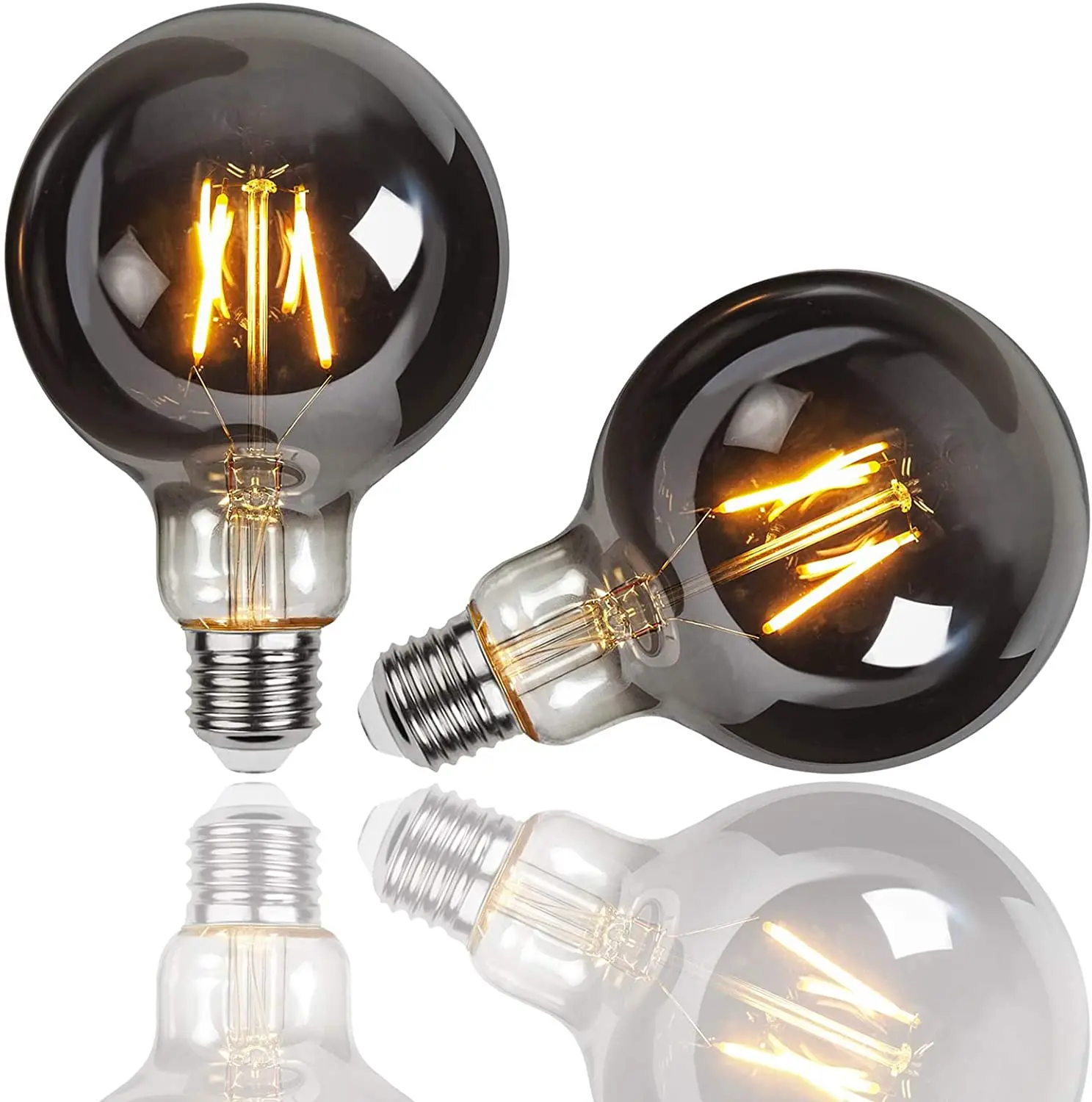 Wholesale Smoky Grey Amber Glass E26 E27 Retro Antique Vintage Dimmable Decorative Retro G80 G95 G125 Led Edison Filament Bulb