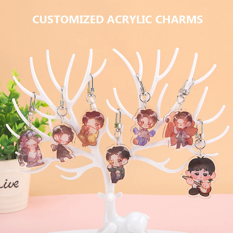 Wholesale Custom Printed Acrylic Charms Cute Anime Plastic Holographic Acrylic Keychain