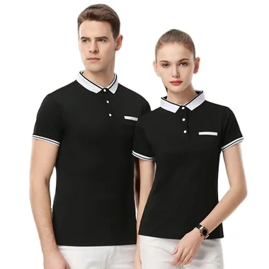 Hotel work clothes female cleaning front desk cashier work clothes restaurant waiter short sleeve T shirt customization