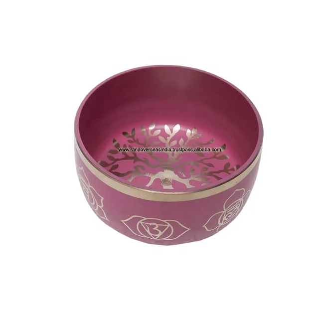  Тибетская медитационная чакра семь чакр 6 дюймов Поющая чаша с цветочным дизайном жизни