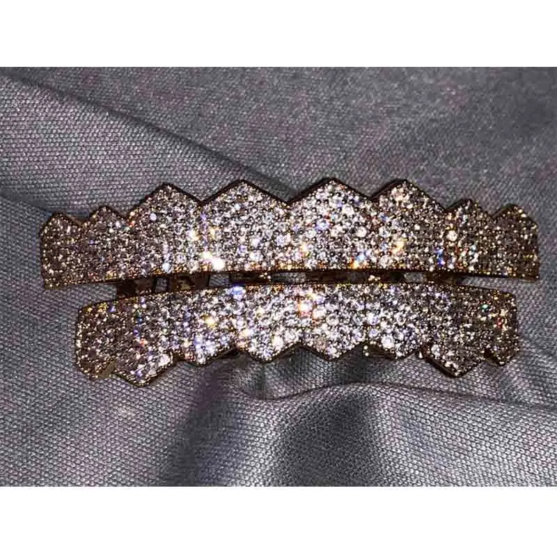 14K gold hip hop grillz custom moissanite teeth grillz