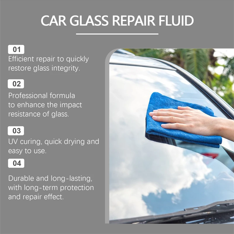 Rayhong 50ml car glass repair glue long crack crescent shape font shape cracks repairing fluid blade curing films set