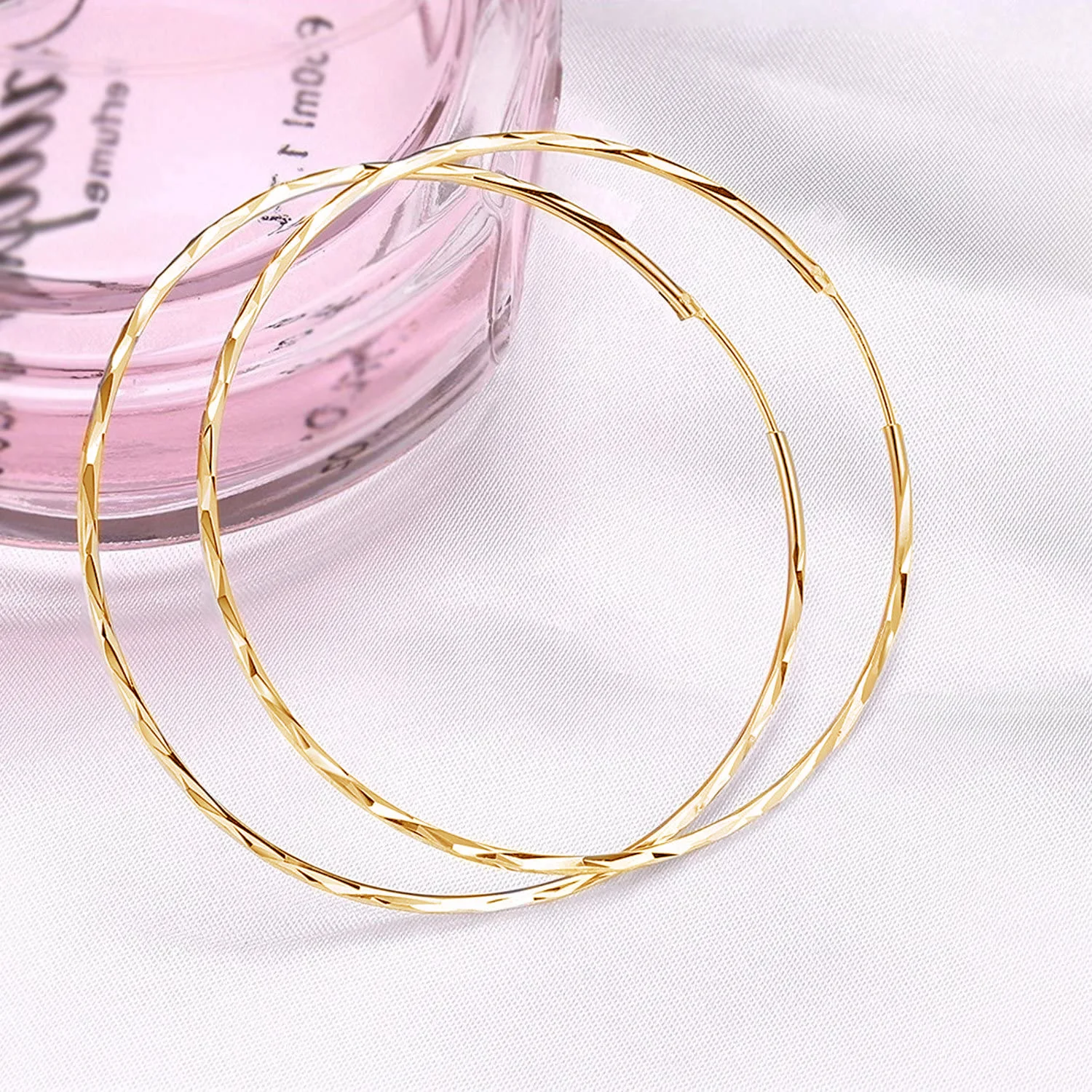 14k 18k Gold Plated 40mm Hoop Earrings For Women Silver Hoops Sterling Silver Circle Endless Big Earrings For Women