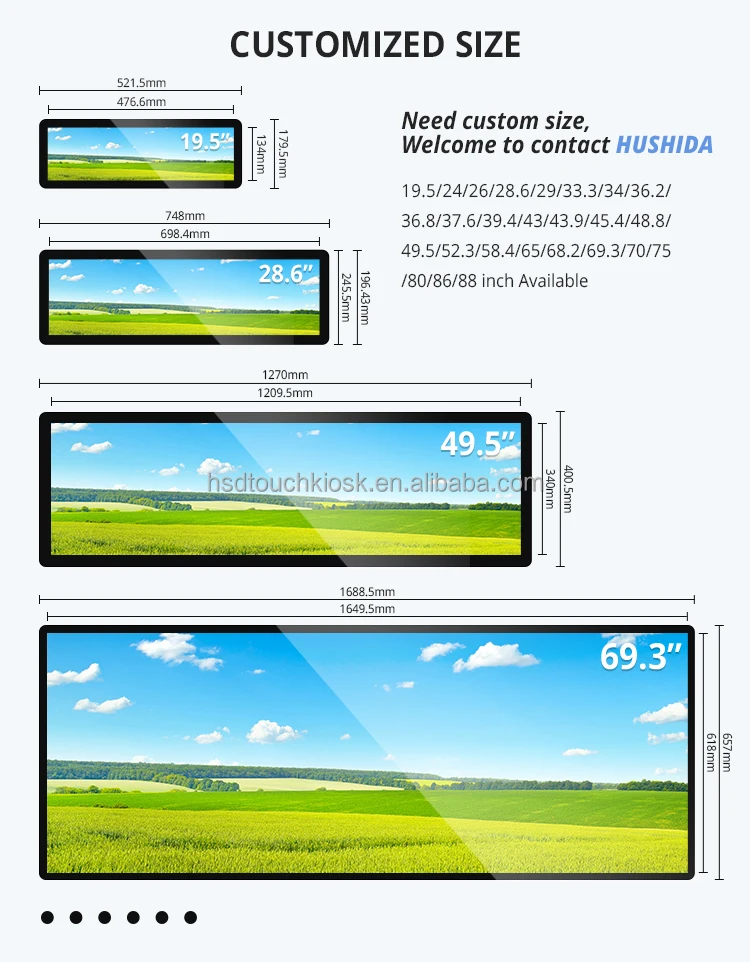 28.6 inch Shelf Edge Smart LCD Panel Screen Stretched Bar Digital Shelf Bar LCD Screen