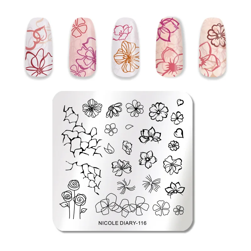 Lootaan 2021 Private label Brand Nail Art Stamping kit Metal Plates Individual With Stamper