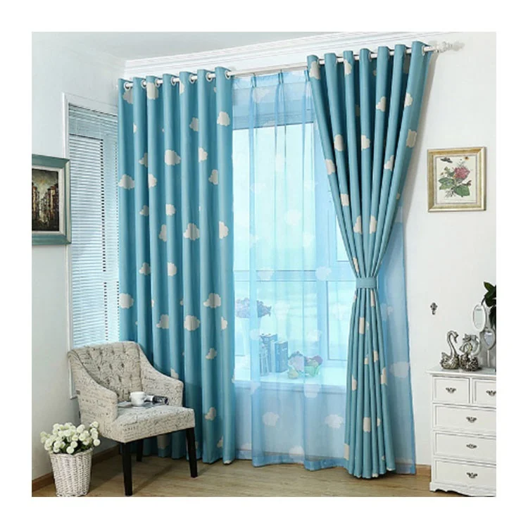 Wholesale Elegant Soundproof Polyester Kids Blackout Jacquard Curtains for Living Room