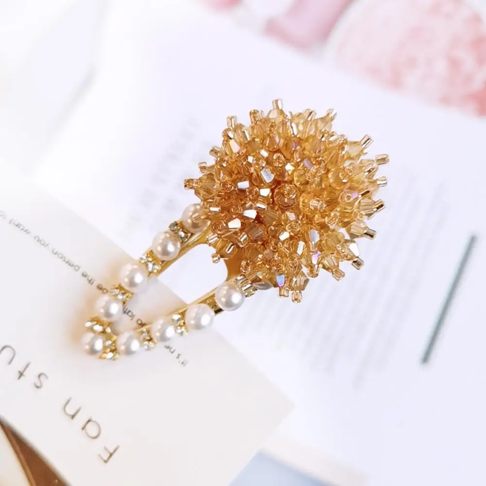 Ins Female Side Bangs Clip Net Red  Rhinestone Side Clip Crystal Clip Pearl Hairpin