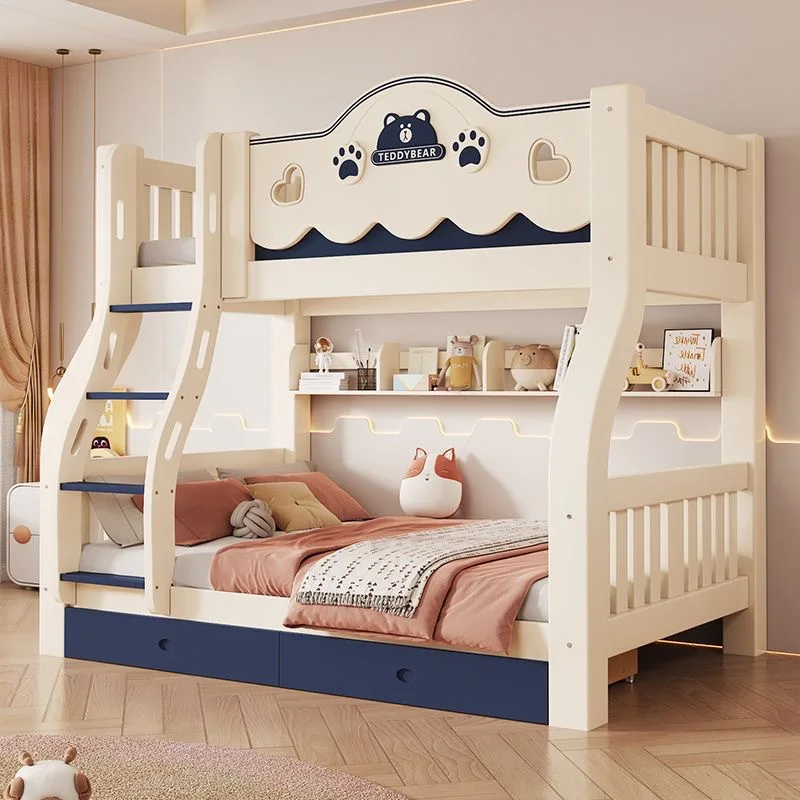 Full Solid Wood Mother_children Bunk Bed High and Low Bed Princess Bed Storage