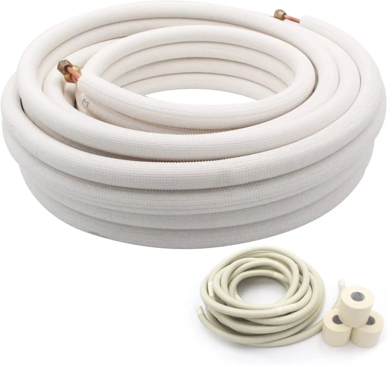 33 ft Insulated Copper Aluminum Pipes 1/4 & 3/8 inch Line Set for Ductless Mini Split Air Conditioning Heat Pump System
