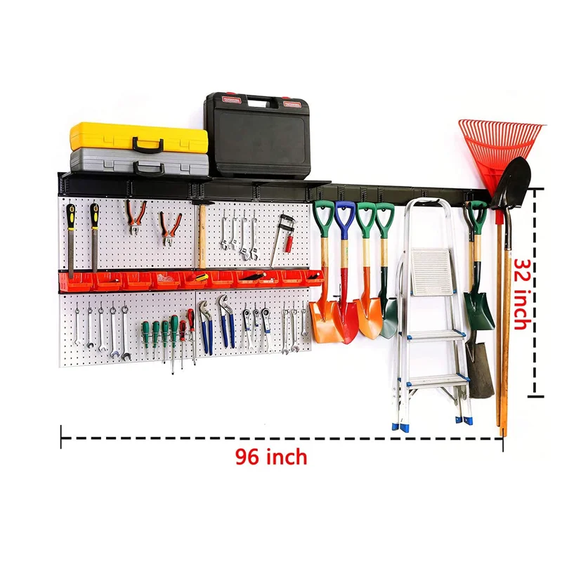 4 ft. 48x40 inch Garage Metal Pegboard Organizer Utility Tool Storage Kit with Toolboard Hooks RACK Pegboard Wall Organizer