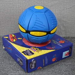 Flying mini UFO Flat Throw Disc Ball With LED Light Deformation Vent Flat Ball Interactive Outdoor Kids Toys Flying Saucer Balls