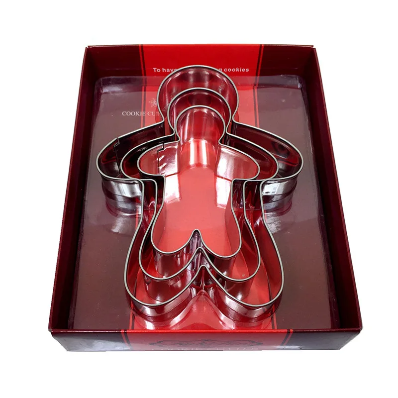 Amazon hot sale Christmas Gingerbread Man biscuit mold baking mould 3-piece suit