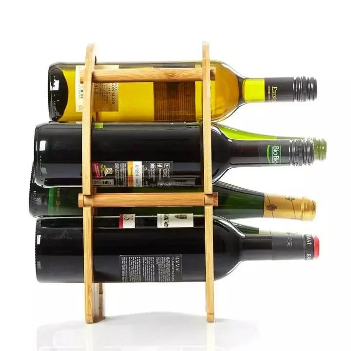 Wholesale Removable Caramel Bamboo Wine Rack Eco-Friendly Wood Wine Holder Display Storage 6 Bottles Bamboo Wooden Wine Rack