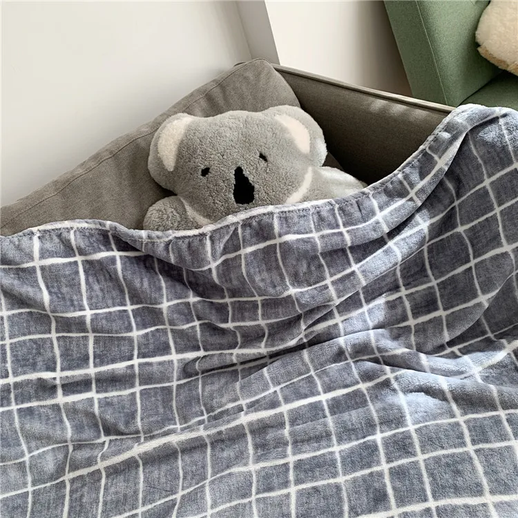 single soft plaid flannel korean blankets