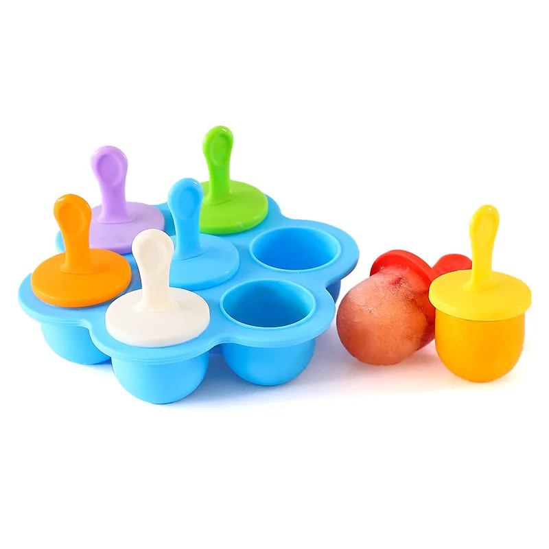 New product Fashion DIY  Food Grade Silicone 7 Hole  Ice Pops Mold With Colorful Sticks