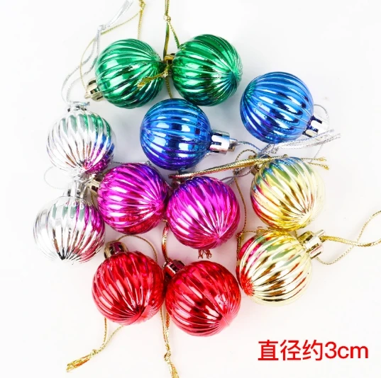 Premium Quality 12pc Pack Colorful Disco Ball with Hanging String Christmas Tree Decoration Cake Accessories Metallic Faux ball