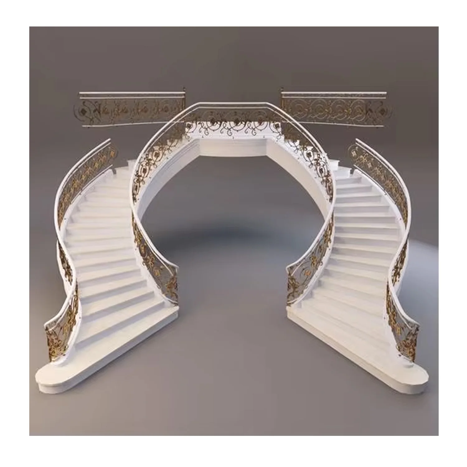 Modern duplex powder coating steel beam curved staircase wooden/marble tread arc/curved stairs