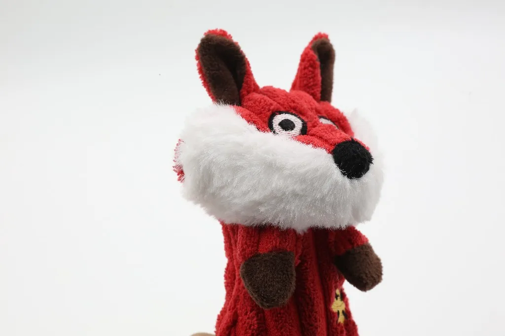 
Wholesale pet toy corduroy red fox plush stuffed dog training toys 