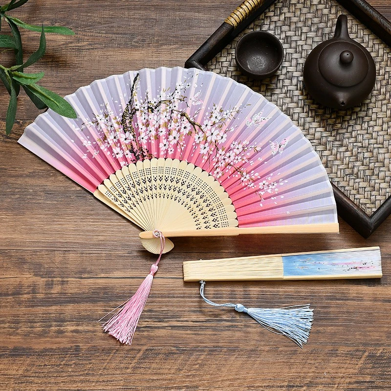 China Promotional Wholesale Cheap Custom Printed Dancing Folding Held Bamboo Hand Fan
