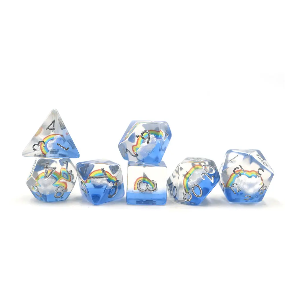 Factory Customized Wholesale 7pcs Dnd Resin Dice D6 Dice Rpg Dnd Game Hot Sale Polyhedral Metal 6-sided Dnd Dice Sets
