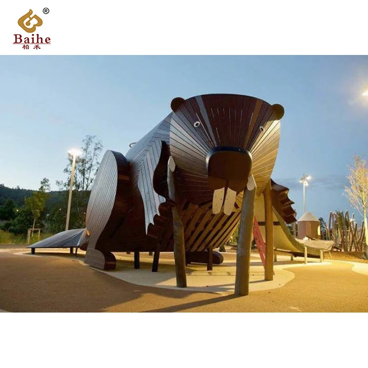 Best Selling Playhouse Outdoor Castle Playground children wooden playhouse and slide park equipment for sale