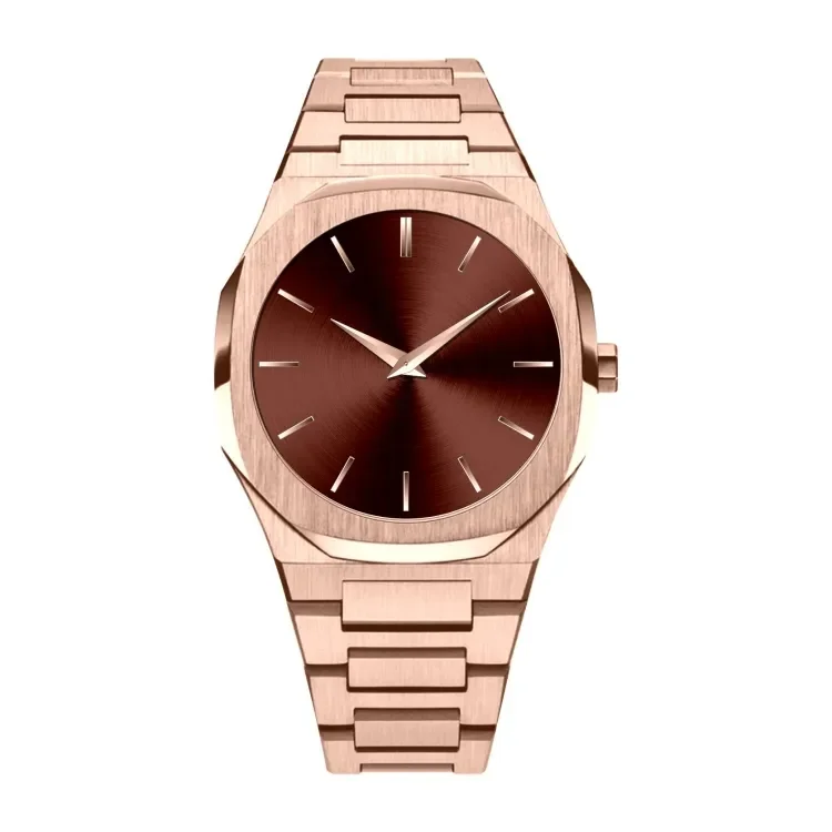 Low MOQ Classic stainless steel Custom Made Own Brand Waterproof Minimalist design OEM ODM Gold Quartz watch for men