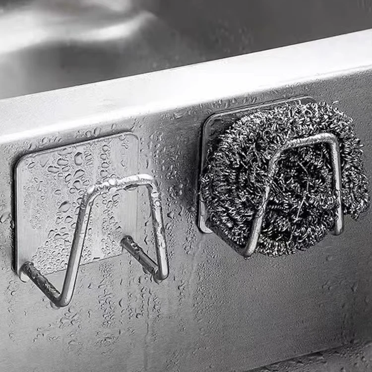 No-Drill Kitchen  Accessories  304 Stainless Steel Sponge Drain Rack Wire Ball Pot Cover Storage Wall-Mounted Utility Rack