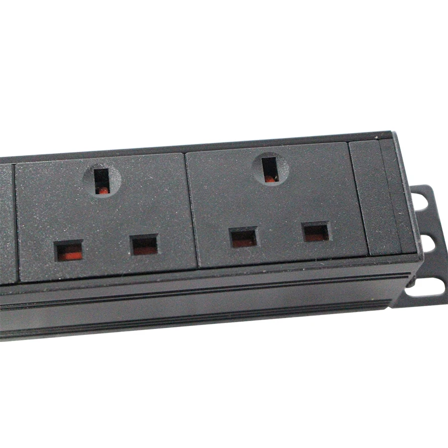 19inch Horizontal Installation Rack Mount PDU UK Sockets 6-way  Power Strip for Network Cabinet
