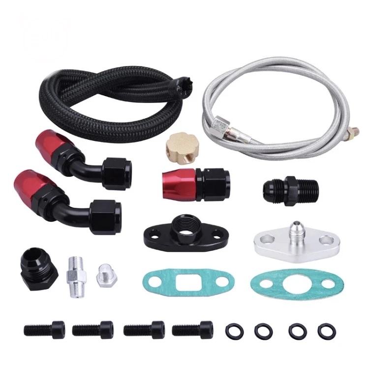 
Energy Turbo Oil Feed Line Return Drain Kit And Feed Line For T3 T4 T04e T60 T61 T70 Complete Kit Black AN10 Oil Drain Line 