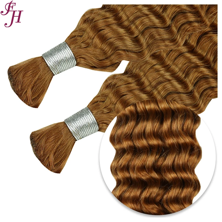FH unprocessed remy russian human hair bulk deep wave afro bulk human hair blend for braiding